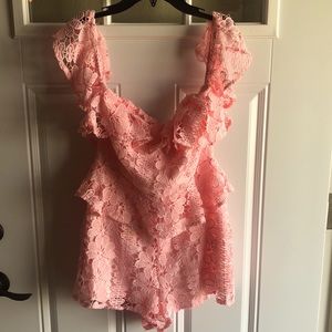 Pink lace romper